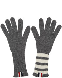 Thom Browne Grey Rib Cashmere Four Bar Gloves