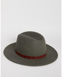 Asos Fedora In Charcoal With Belt Trim