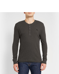 Burberry Brit Slim Fit Ribbed Cotton And Wool Blend Henley T Shirt