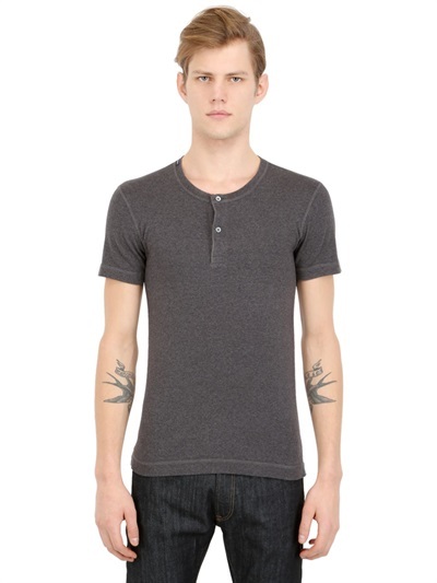 Dolce & Gabbana Mini Rib Cotton Jersey Henley T Shirt | Where to buy ...