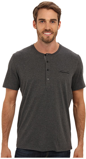 Kenneth Cole Reaction Super Soft Henley Neck Short Sleeve Tee