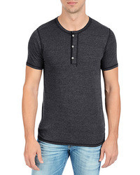 AG Jeans The Ss Poplin Bound Henley Peppered Charcoal