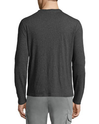 ATM Anthony Thomas Melillo Atm Classic Long Sleeve Henley Shirt Charcoal