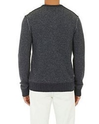 James Perse Colorblocked Henley Sweater Grey