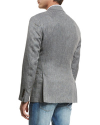 Brunello Cucinelli Deconstructed Herringbone Sport Jacket Gray
