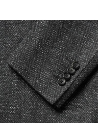 Canali Grey Kei Slim Fit Unstructured Slub Herringbone Wool Blend Blazer