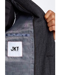 Jkt New York Bond Gray Herringbone Two Button Notch Lapel Wool Jacket