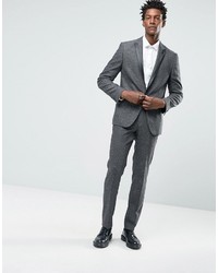 Asos Skinny Suit Jacket In Gray Fleck Herringbone