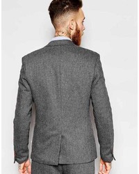 Farah Vintage Suit Jacket In Gray Herringbone