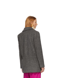 Tibi Grey Wool Plush Coat
