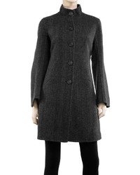 Max Studio Curved Sleeve Herringbone Tweed Coat