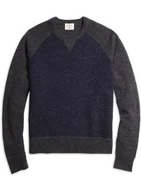Charcoal Herringbone Crew-neck Sweater