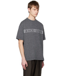 Giorgio Armani Black Herringbone T Shirt