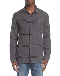 Charcoal Herringbone Flannel Long Sleeve Shirt