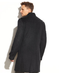 DKNY Charcoal Herringbone Slim Fit Overcoat