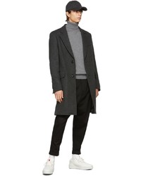 AMI Alexandre Mattiussi Grey Black Wool Herringbone Coat