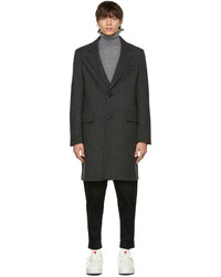 AMI Alexandre Mattiussi Grey Black Wool Herringbone Coat