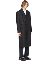 Alexander McQueen Grey Herringbone Oversized Tailored Double Breasted Coat