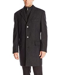 Calvin Klein Modesto Wool Blend Herringbone Overcoat With Removable Bib