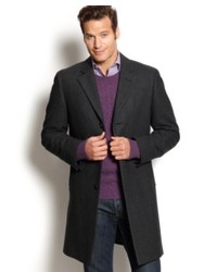 Nautica Coat Charcoal Herringbone Wool Blend Overcoat