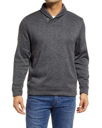 Charcoal Herringbone Shawl-Neck Sweater