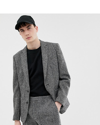 Noak Slim Fit Harris Tweed Suit Jacket In Grey