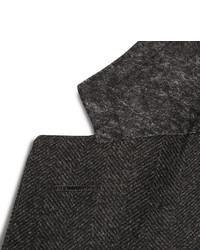 Canali Charcoal Slim Fit Herringbone Wool And Cashmere Blend Blazer