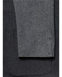 Nobrand Contrast Sleeve Herringbone Weave Blazer
