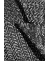 Saint Laurent Herringbone Wool Blazer Gray