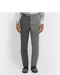 Thom Browne Grey Slim Fit Herringbone Wool Tweed Suit Trousers