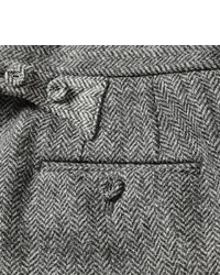 Thom Browne Grey Slim Fit Herringbone Wool Tweed Suit Trousers