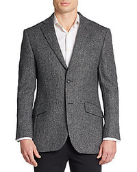 Charcoal Herringbone Wool Jacket