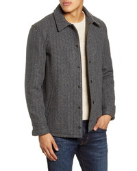 Schott NYC Herringbone Wool Blend Shirt Jacket