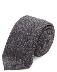 Charcoal Herringbone Wool Tie