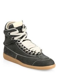 Maison Margiela Chain Embellished Suede High Top Sneakers