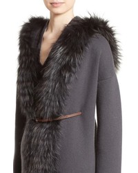 Fabiana Filippi Belted Cashmere Hoodie With Genuine Fox Fur Trim