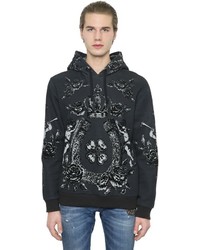 Dolce & Gabbana Hooded Flocked Cotton Blend Sweatshirt