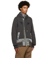 Sacai Gray Paneled Zip Up Jacket