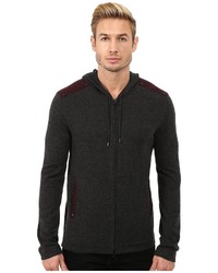 John Varvatos Star Usa Zip Front Hoodie Sweater With Tonal Rivet Patches Y1189r3b
