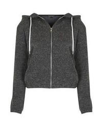Topshop Long Sleeved Hoodie In Neppy Effect Fabric 69% Polyester 31% Cotton Machine Washable