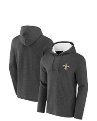 NFL X DARIUS RUCKE R Collection By Fanatics Heathered Charcoal New Orleans Saints Waffle Knit Pullover Hoodie