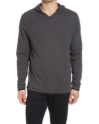 Vince Regular Fit Double Layer Hoodie In Charcoalblack At Nordstrom