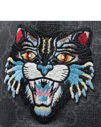 Gucci Angry Cat Appliqud Coated Canvas And Mesh Baseball Cap