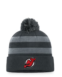 FANATICS Branded Charcoal New Jersey Devils Authentic Pro Home Ice Cuffed Knit Hat With Pom At Nordstrom