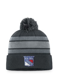 FANATICS Branded Charcoal New York Rangers Authentic Pro Home Ice Cuffed Knit Hat With Pom At Nordstrom