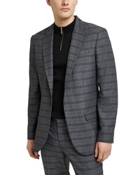 River Island Check Suit Jacket In Dark Grey At Nordstrom