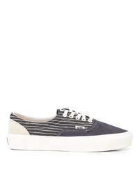 Charcoal Horizontal Striped Canvas Low Top Sneakers