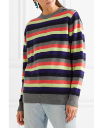 The Elder Statesman Striped Cashmere Sweater Gray