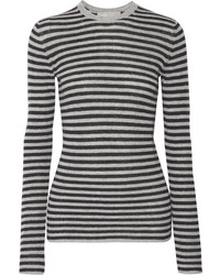 Vince Striped Cashmere Sweater Gray
