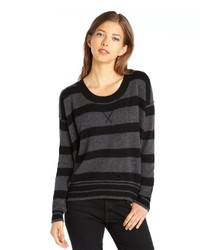 Wyatt Charcoal And Black Stripe Cashmere Sweater